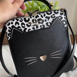 Kate spade meow cat daisy vanity crossbody purse black bag